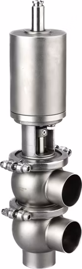 Válvula de reversão de desvio de fluxo fixado em aço inoxidável higiênico com atuador pneumático